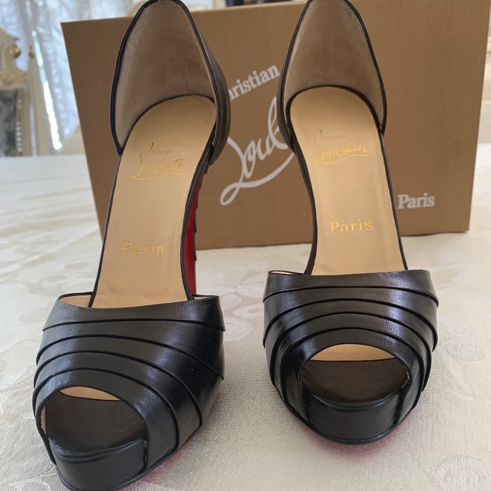 christian louboutin armadillo peep toe pumps
